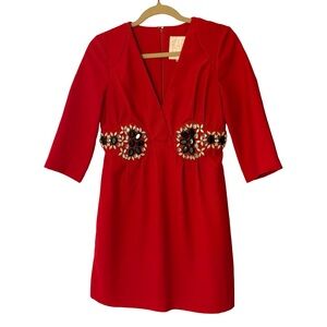 Karta Red Mini Dress with Embellished Waist